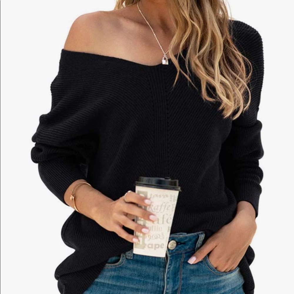 Black off the shoulder sweater
